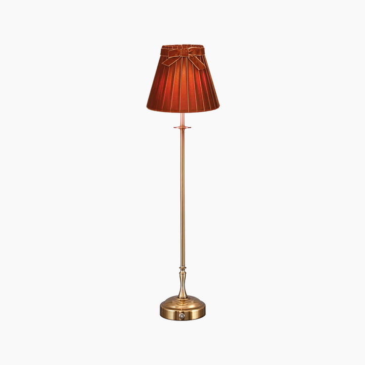 METALL Rechargeable Lamp With 7.1" Burnt Orange Velvet Lampshade