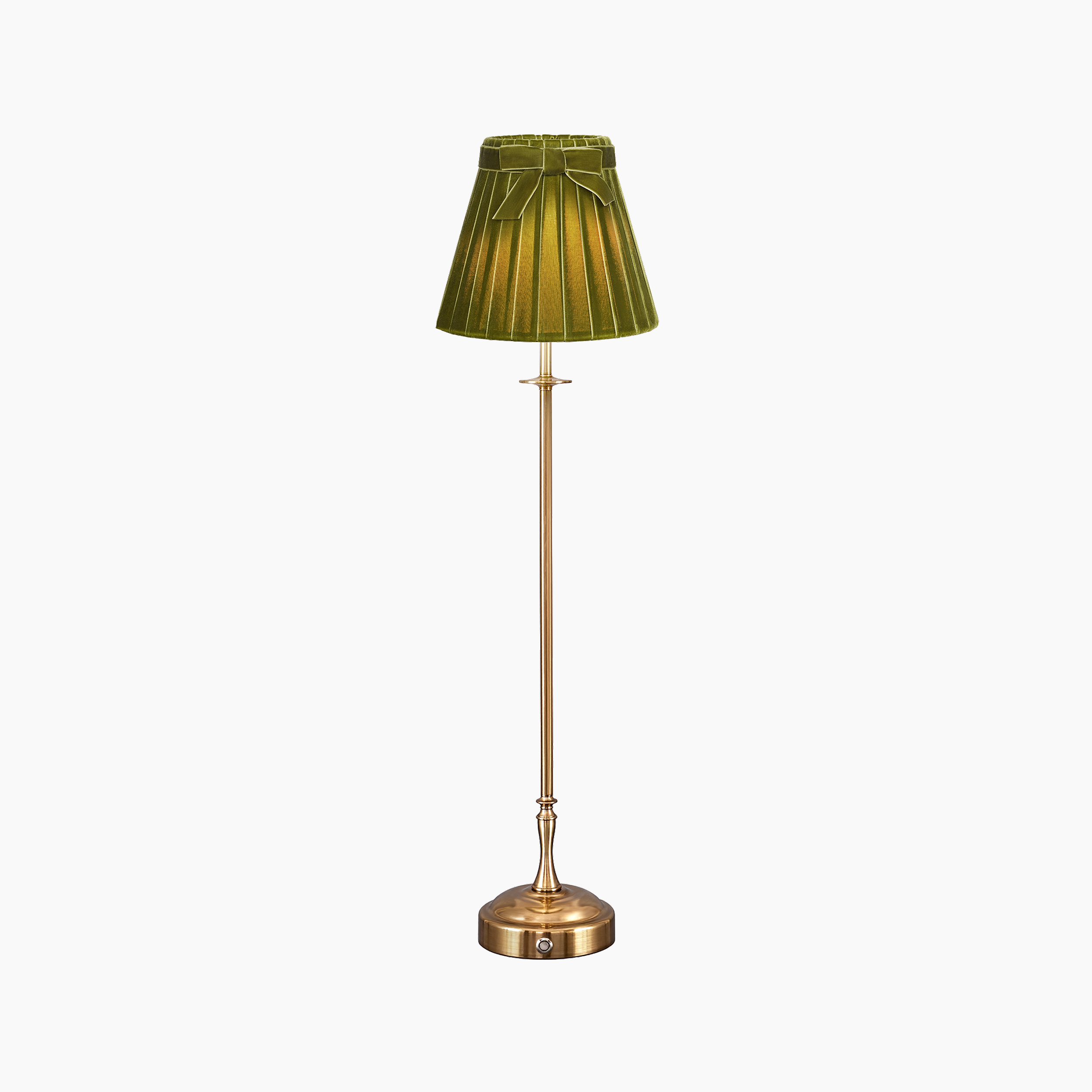 METALL Rechargeable Lamp With 7.1" Olive Green Velvet Lampshade