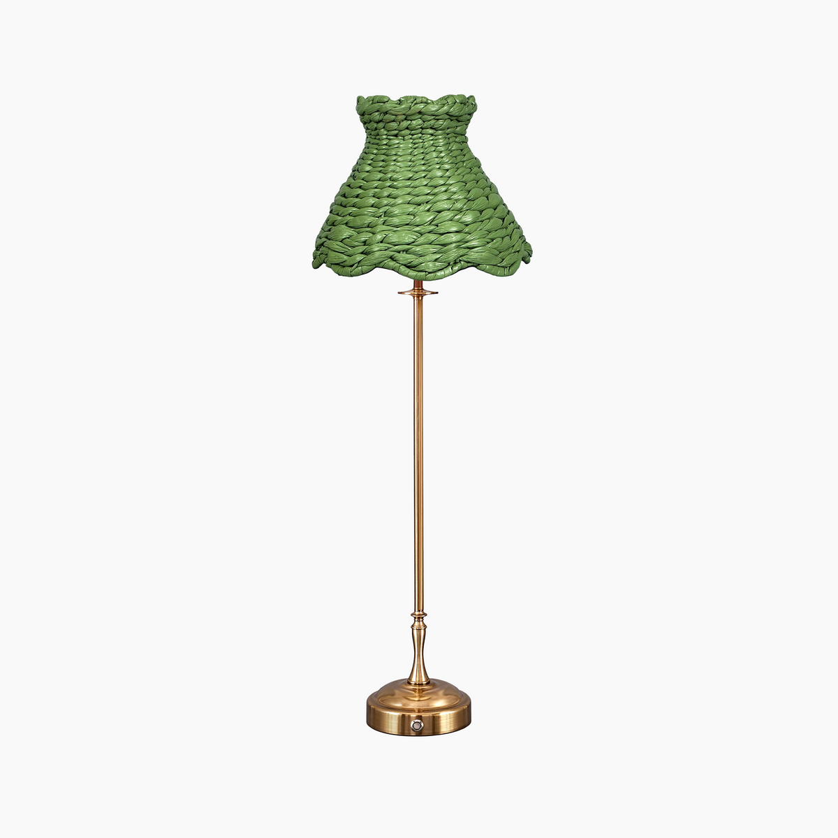METALL Rechargeable Lamp With Olive Seagrass Lampshade
