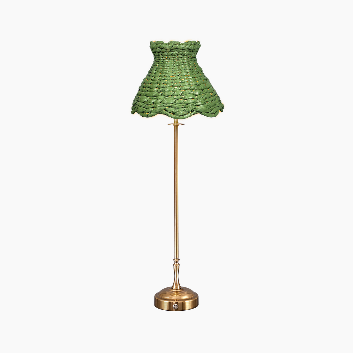 METALL Rechargeable Lamp With Olive Seagrass Lampshade