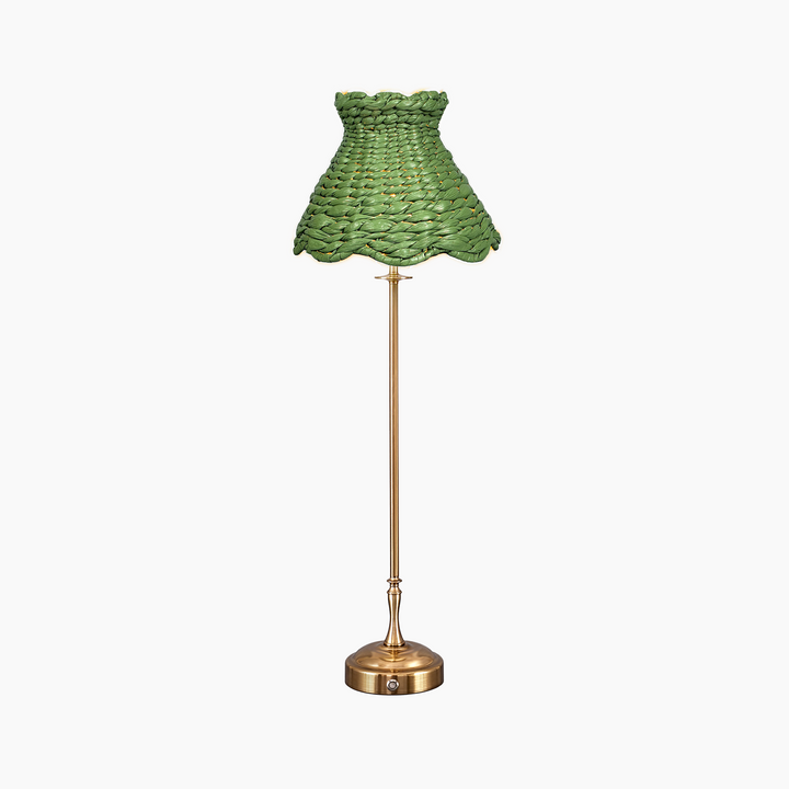 METALL Rechargeable Lamp With Olive Seagrass Lampshade