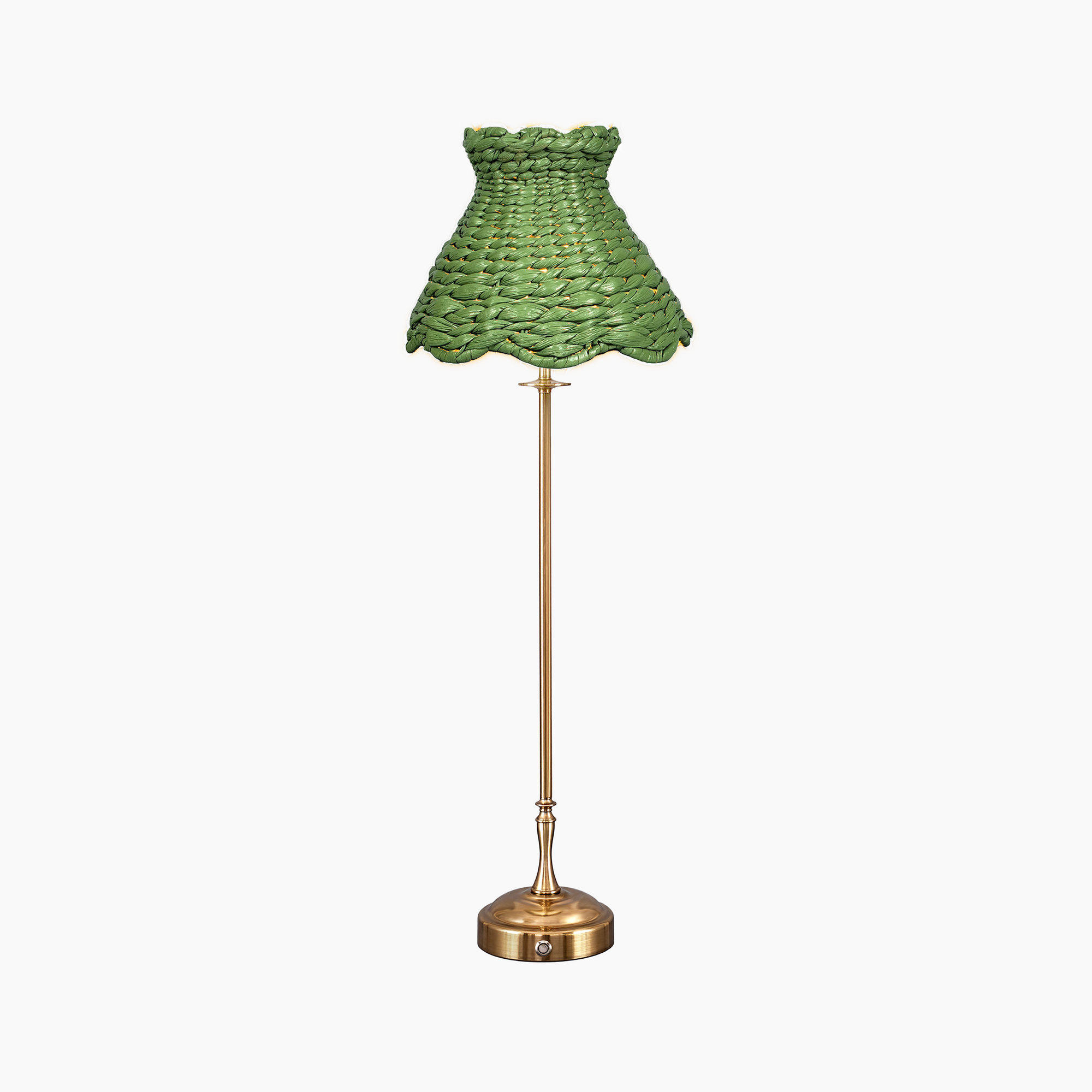 METALL Rechargeable Lamp With Olive Seagrass Lampshade