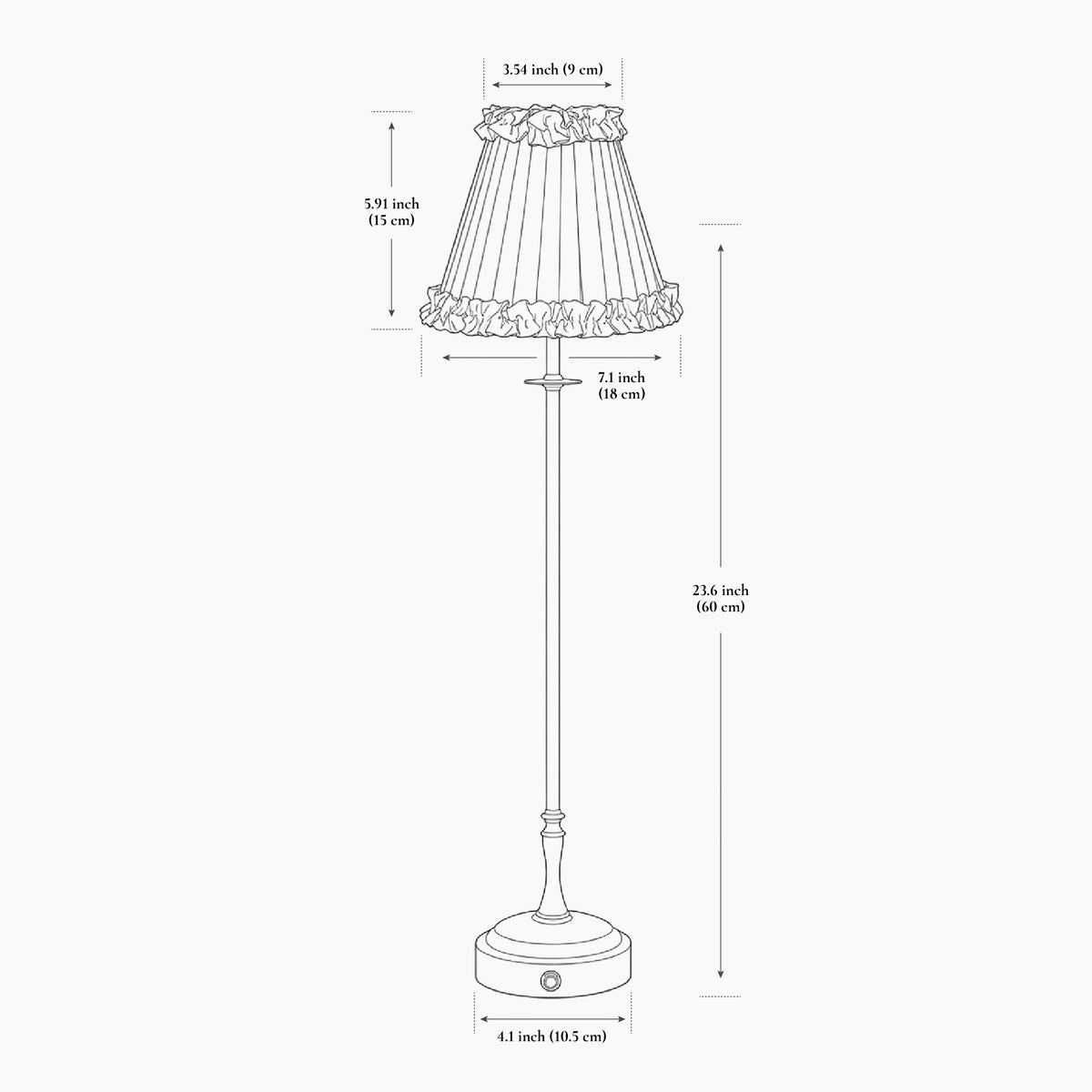 METALL Rechargeable Lamp with Camel Frilled Fabric Lampshade