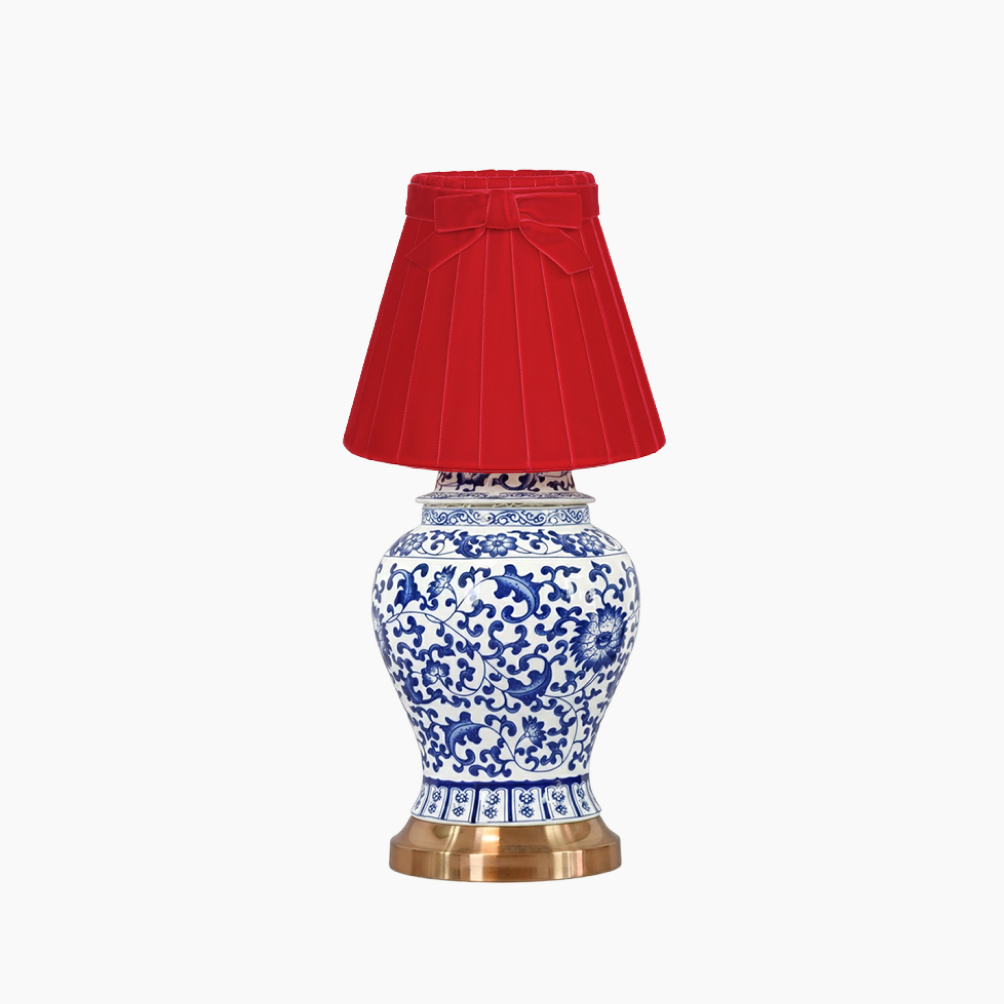 MIN Dynasty Ceramic 9.45" Rechargeable Lamp with 7" Marilyn Velvet Lampshade