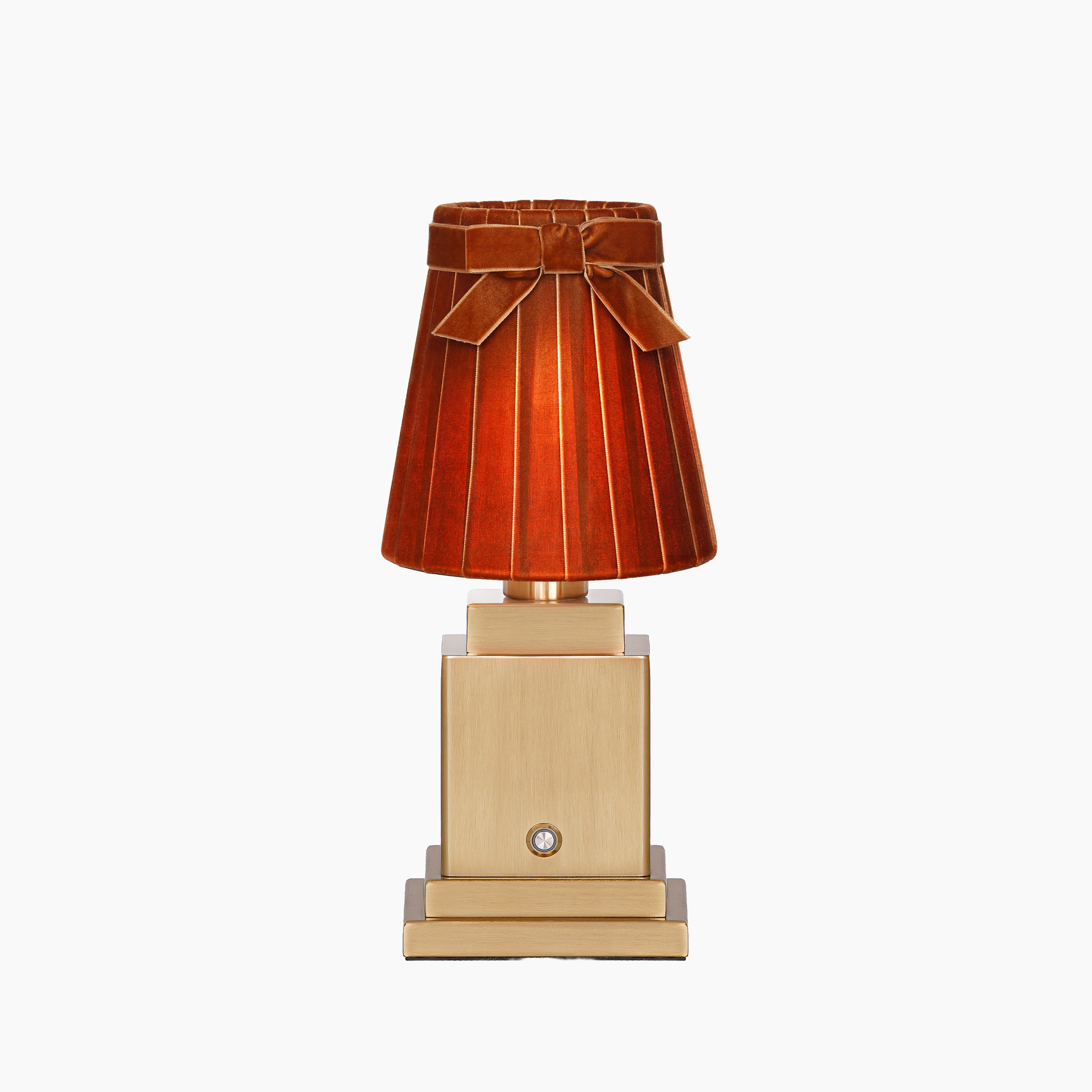 OSCAR Brass Rechargeable Lamp with 5.5" Burnt Orange Velvet Lampshade