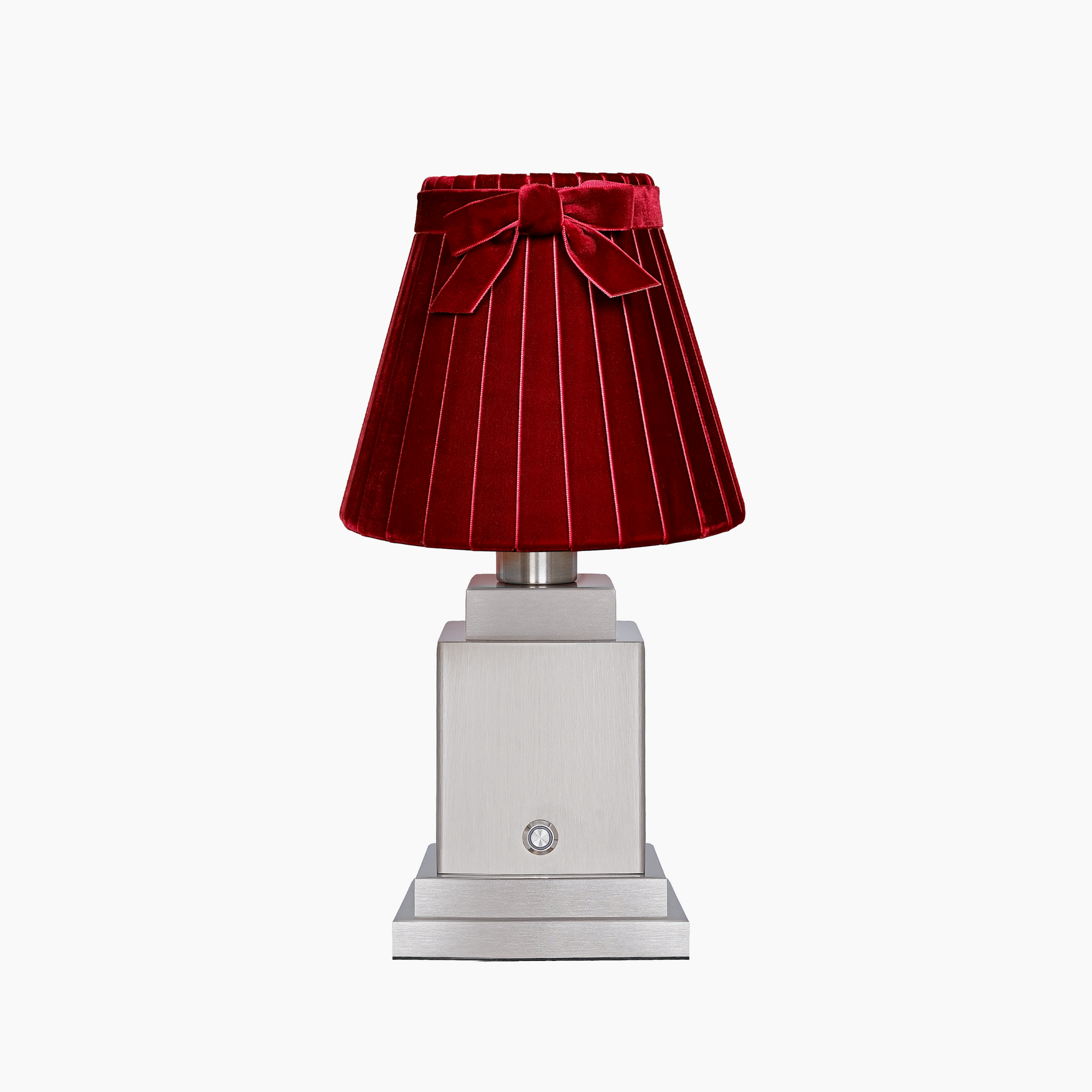 OSCAR Silver Rechargeable Lamp with 7.1" Vampire Velvet Lampshade