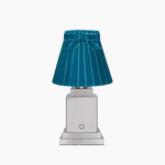 OSCAR Silver Rechargeable Lamp with 7.1" Teal Velvet Lampshade