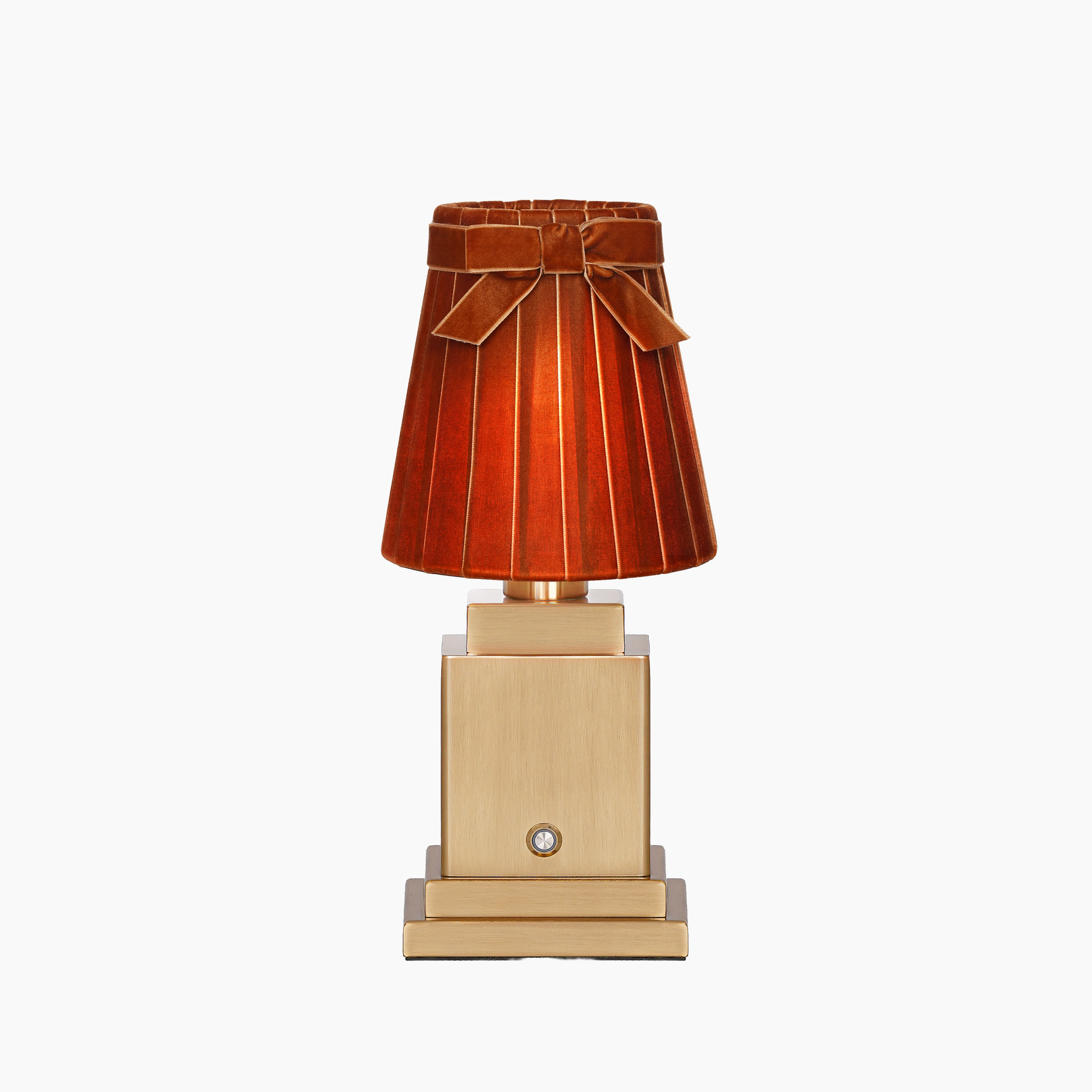 OSCAR Brass Rechargeable Lamp with 5.5" Burnt Orange Velvet Lampshade