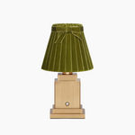 OSCAR Brass Rechargeable Lamp with 7.1" Olive Green Velvet Lampshade