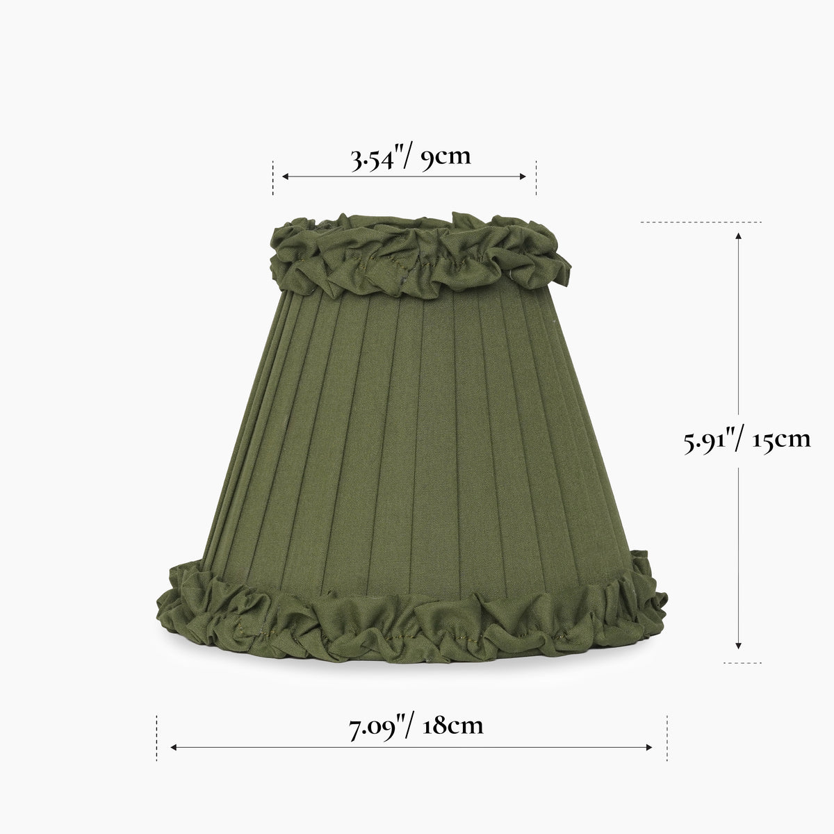 Olive Green Frilled Fabric Lampshade