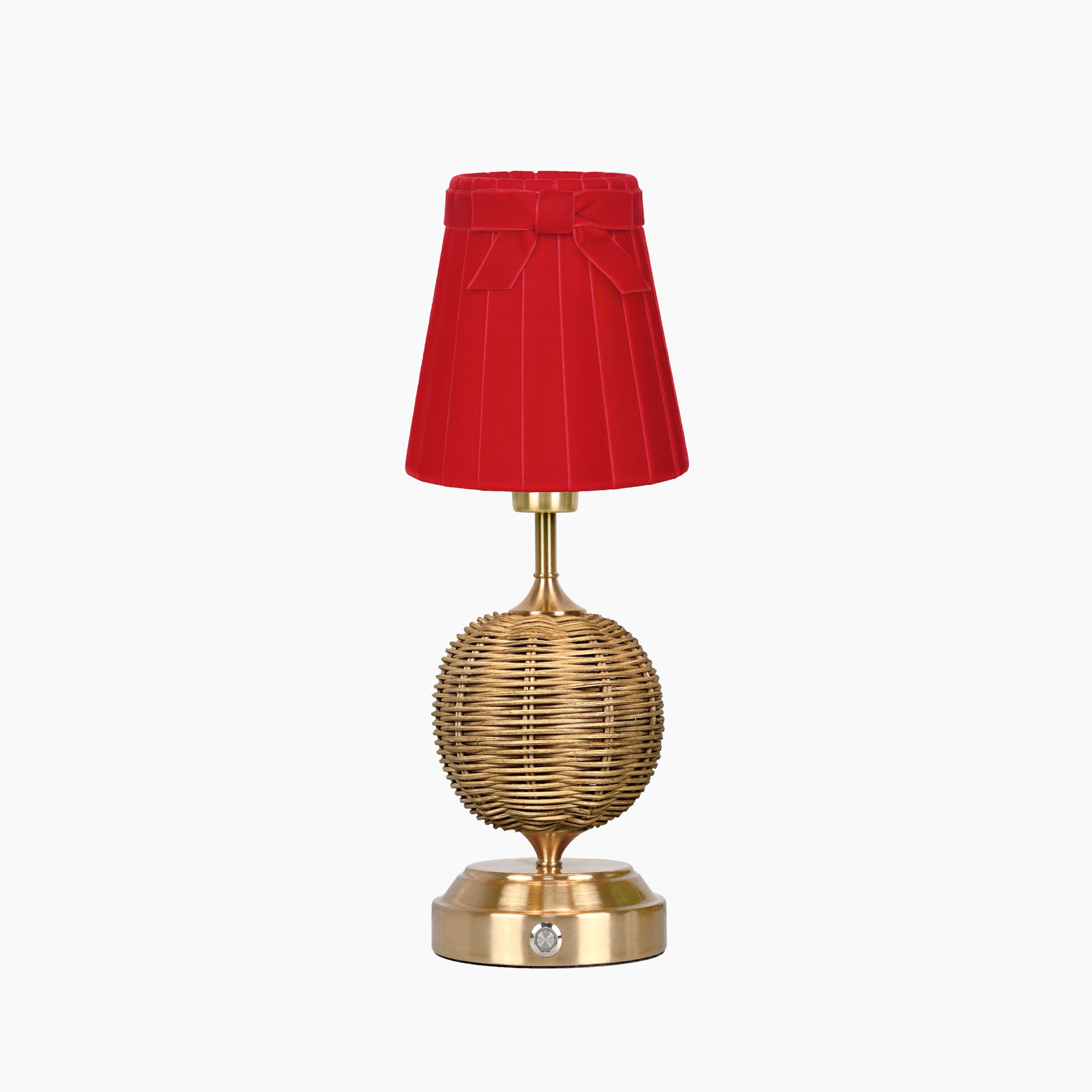 RADEN WICKER Rechargeable Lamp with 5.1" Marilyn Velvet Lampshade