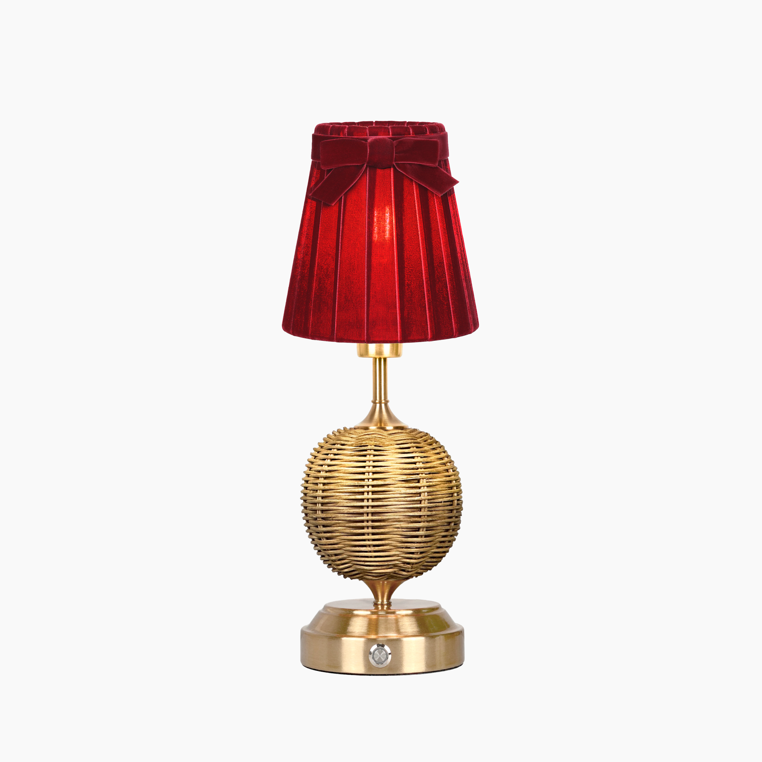 RADEN WICKER Rechargeable Lamp with 5.5" Vampire Velvet Lampshade