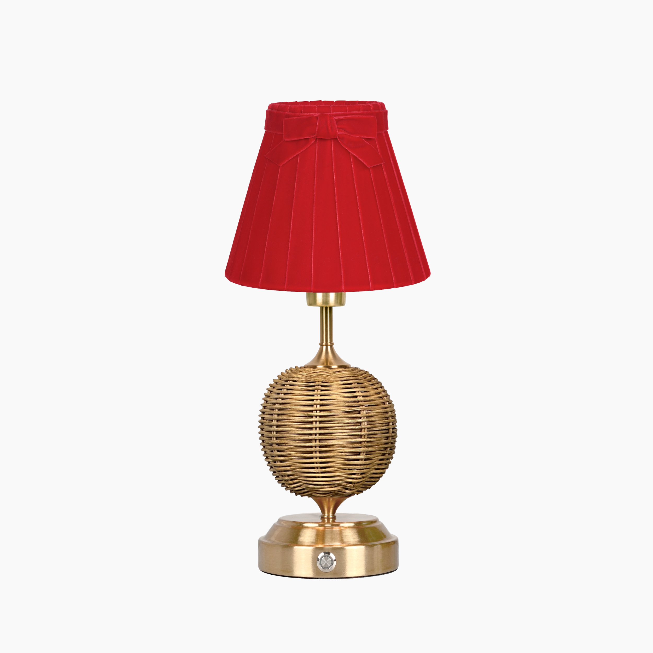 RADEN WICKER Rechargeable Lamp with 7.1" Marilyn Velvet Lampshade