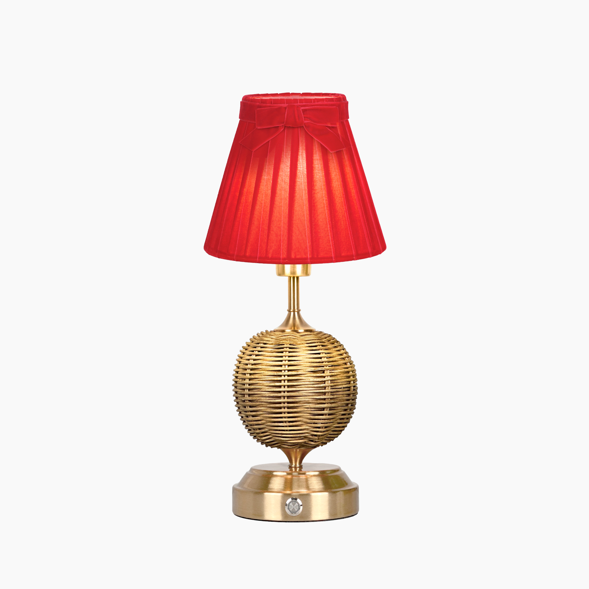 RADEN WICKER Rechargeable Lamp with 7.1" Marilyn Velvet Lampshade