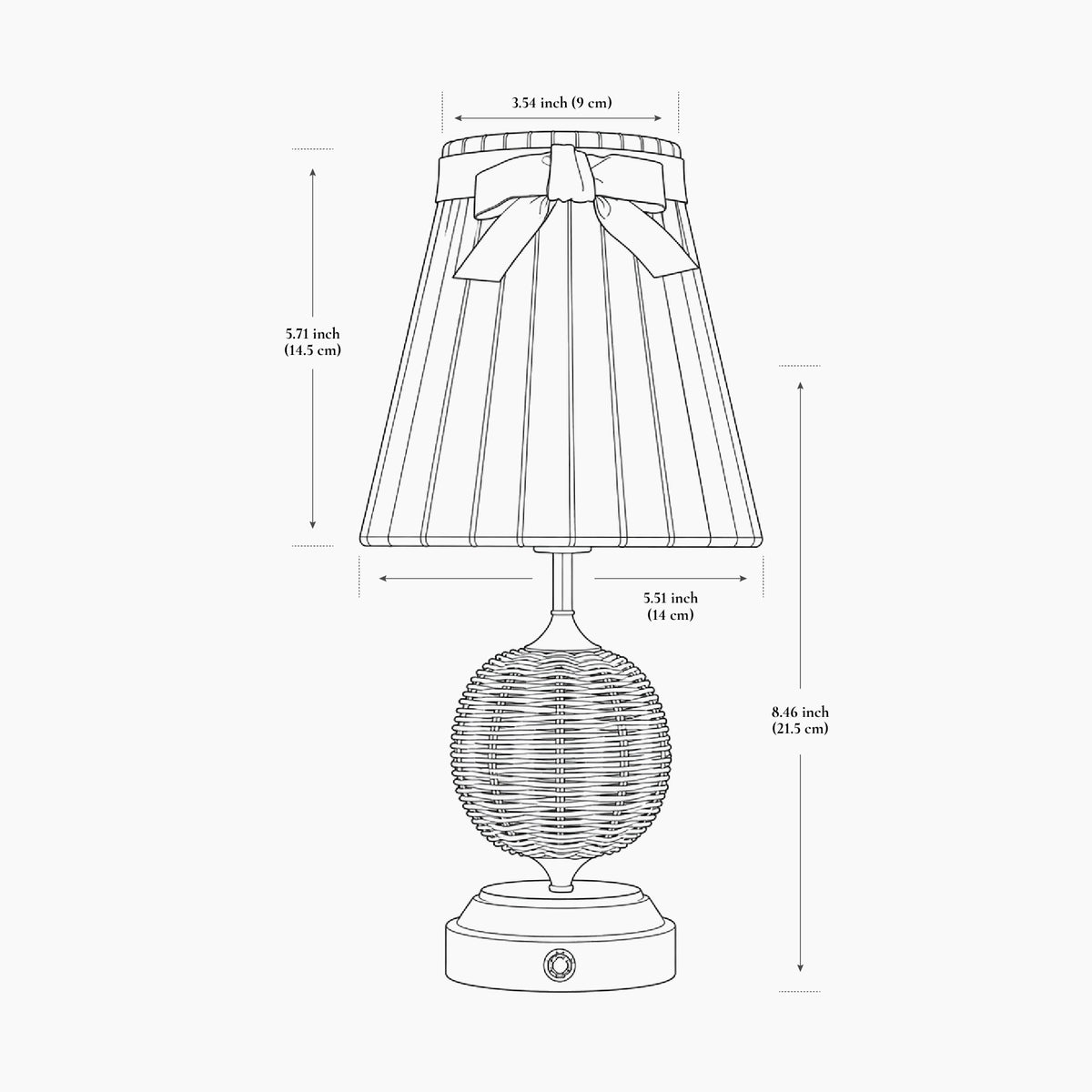 RADEN WICKER Rechargeable Lamp with 5.5" Vampire Velvet Lampshade