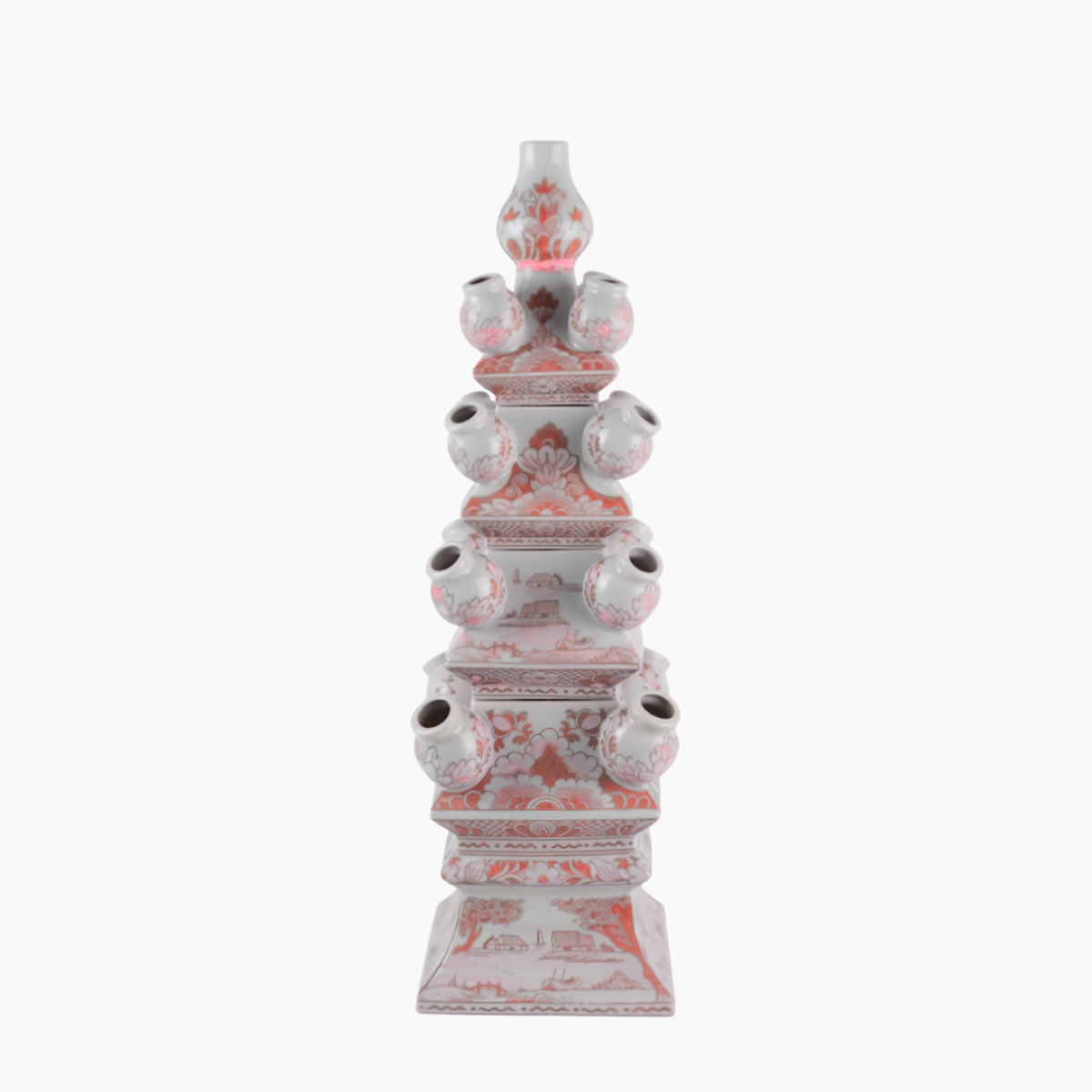 FOUR-LAYER 22.8" Dynasty Angular Tulip Vase in Delft Pink
