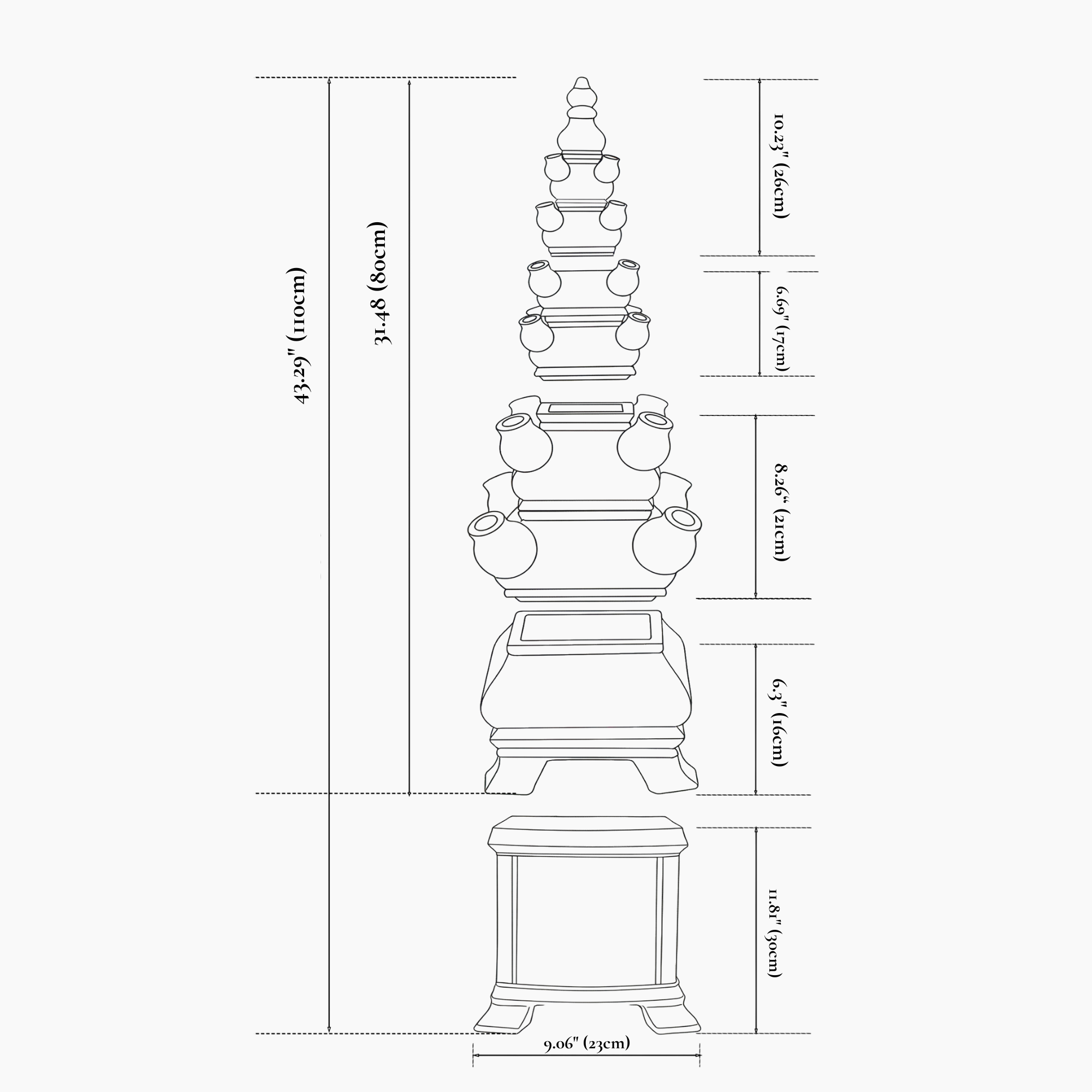 SOVEREIGN Rounded 42.5" Grand Tulipiere Tower in Delft Pink
