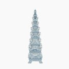 Five-tier blue and white Delft-style porcelain tulip pyramid vase, 31.3 inch