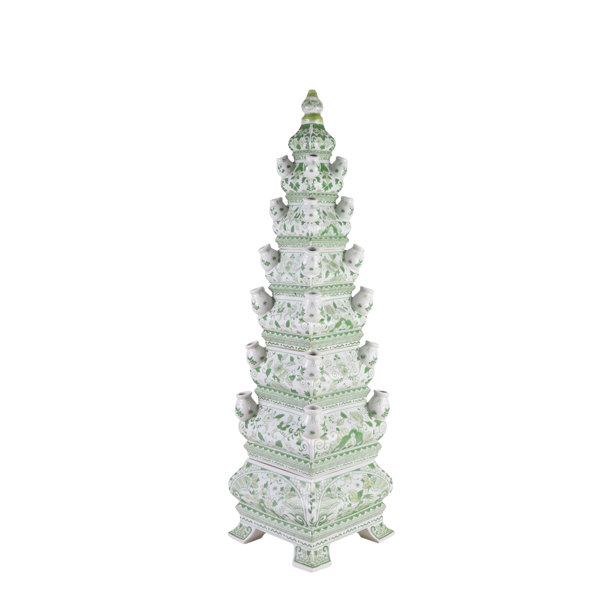 FIVE-LAYER 31.3" Tulip Pyramid Vase in Delft Green