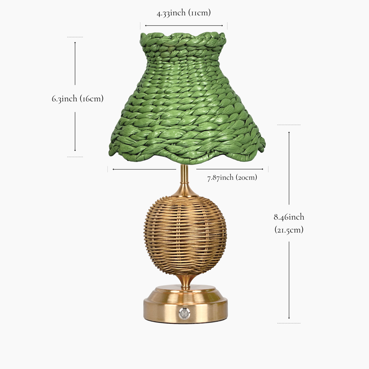 RADEN WICKER Rechargeable Lamp with Olive Seagrass Lampshade