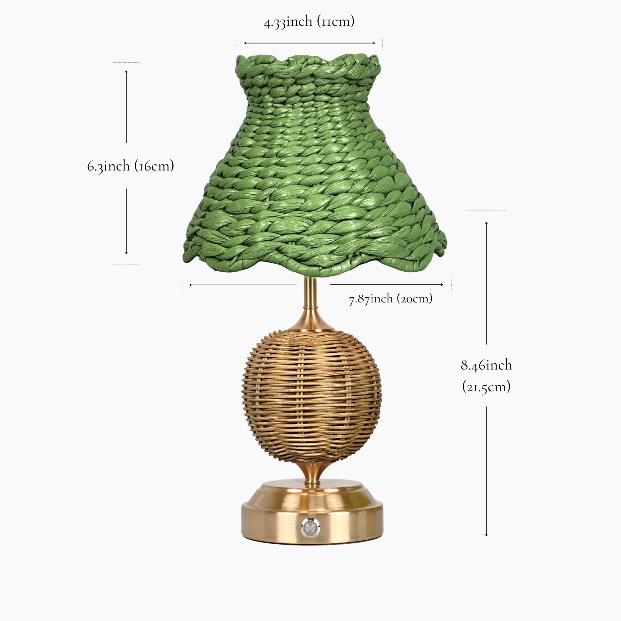 RADEN WICKER Rechargeable Lamp with Olive Seagrass Lampshade
