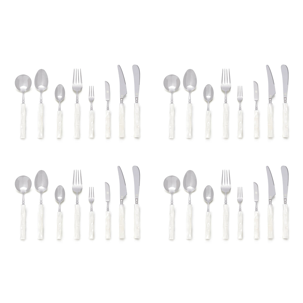 White Marble Flatware Set for 4