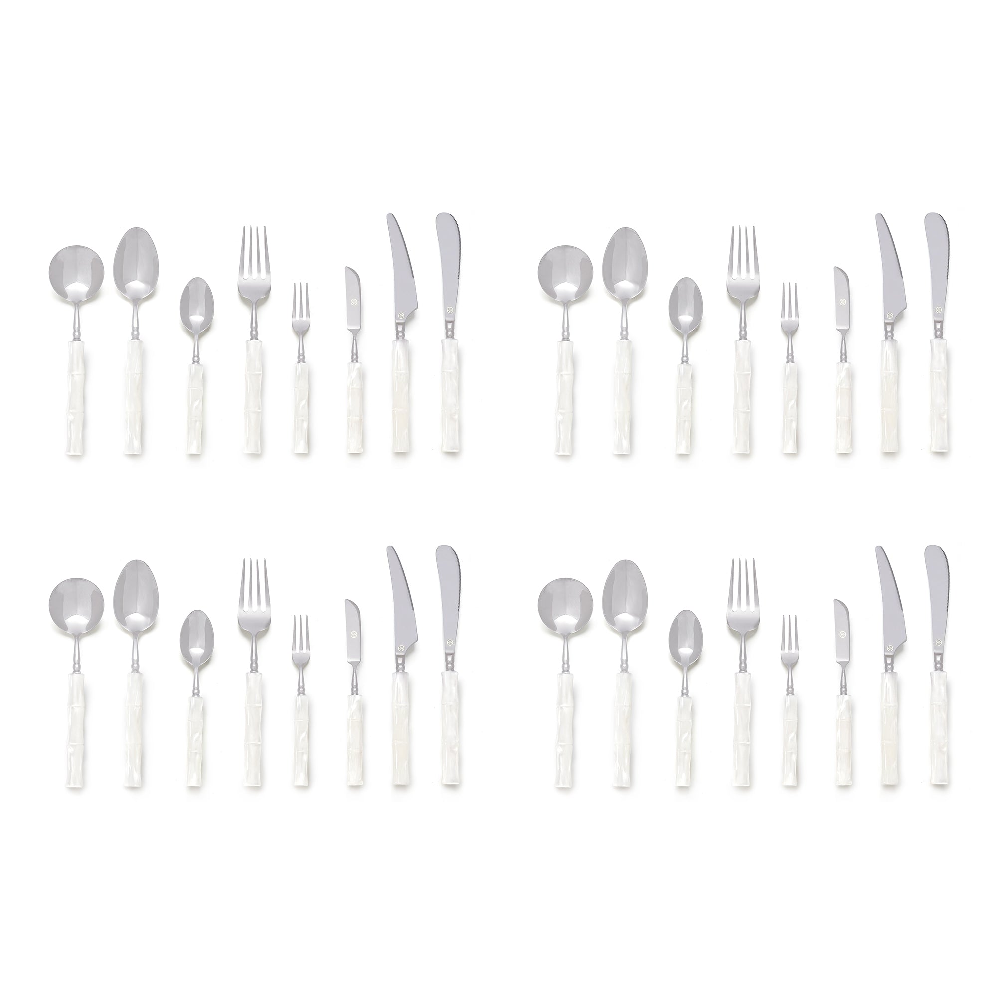 White Marble Flatware Set for 4