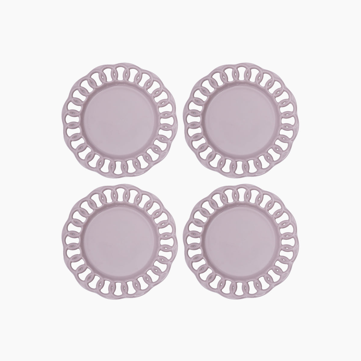 Violet Ceramic Salad Plates Set for 4