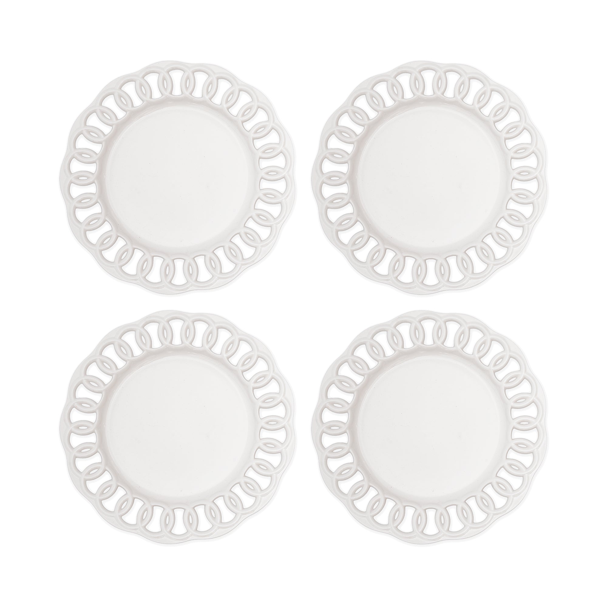 White Ceramic Dinner Plates Set of 4