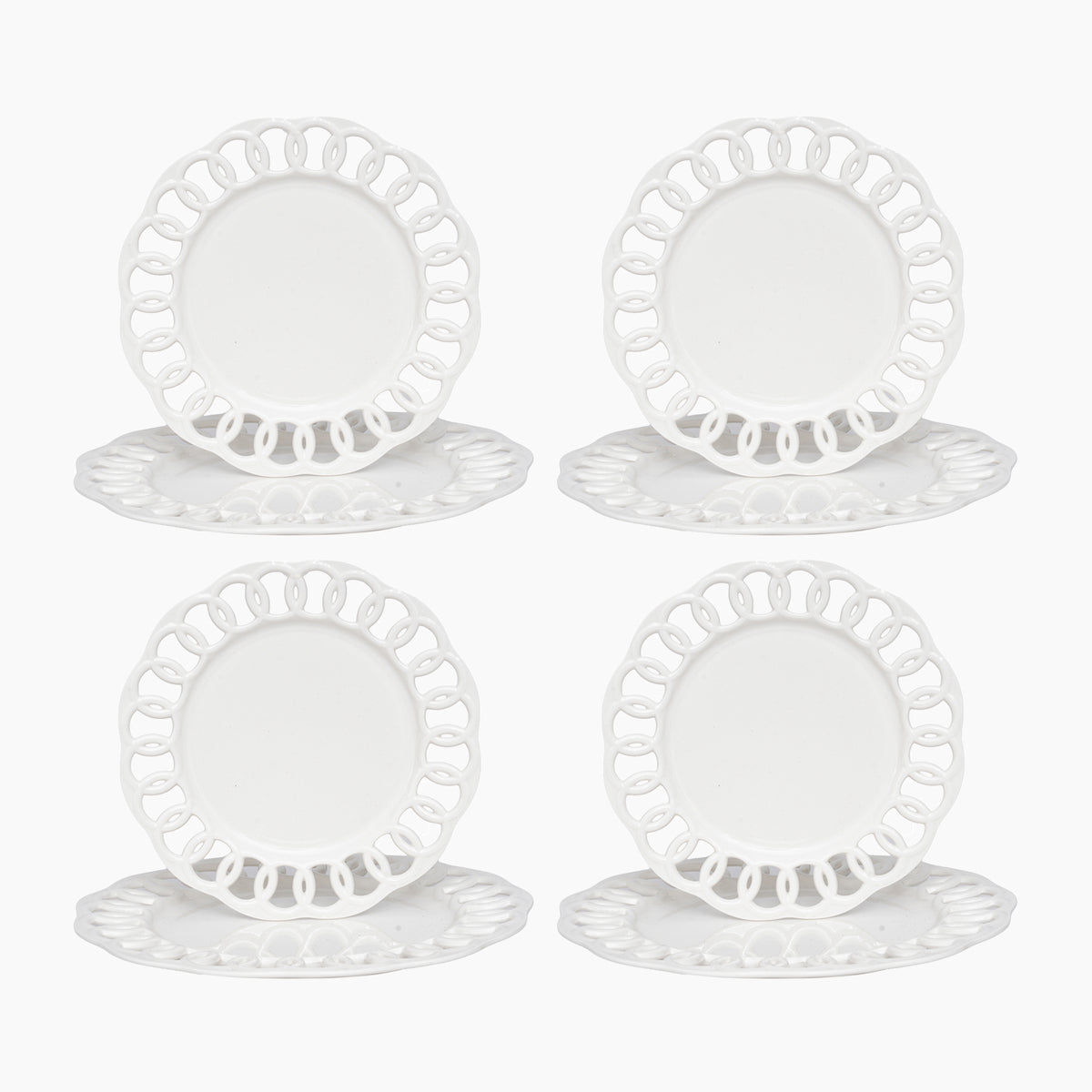 White Dinner and Salad Plates Set for 4