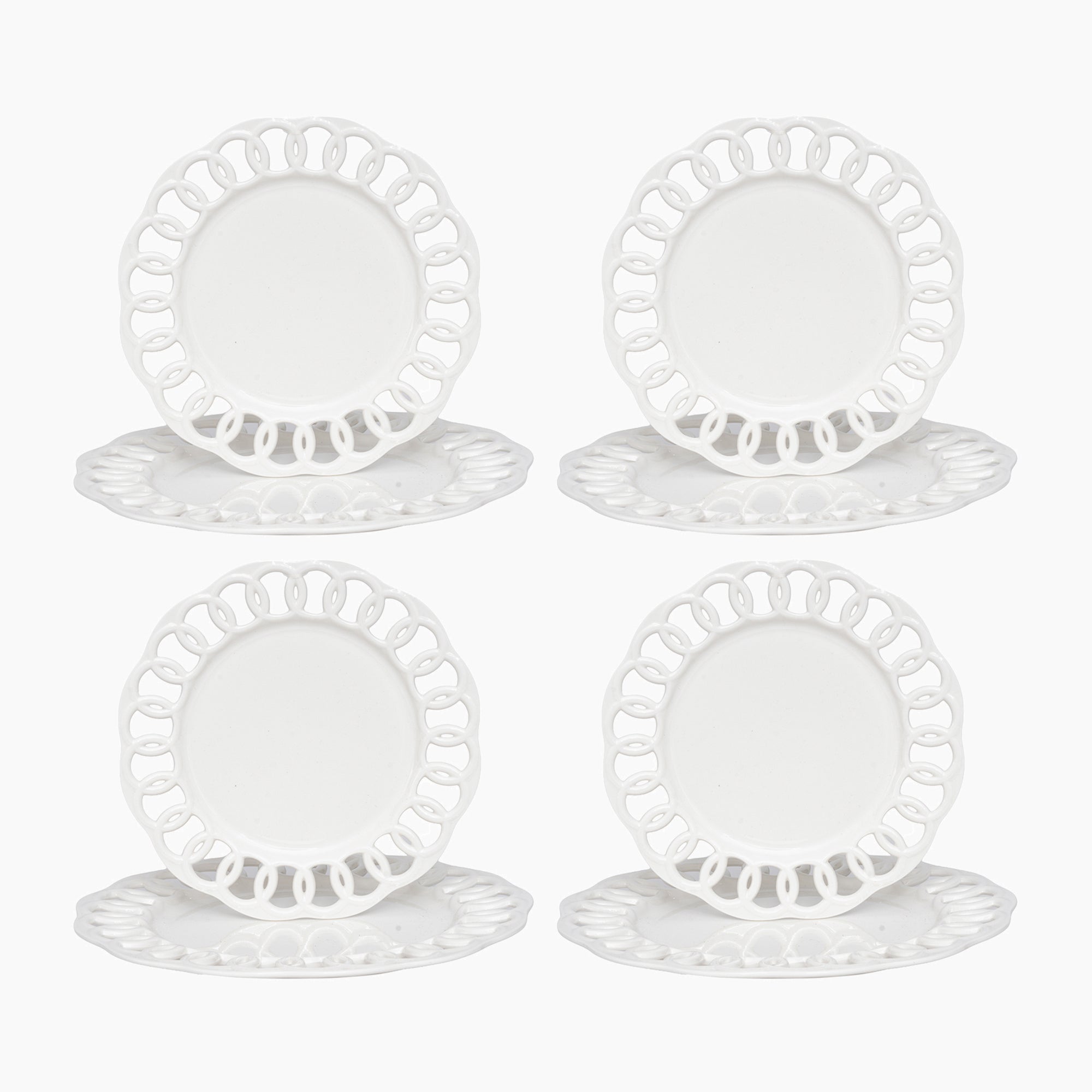 White Dinner and Salad Plates Set for 4