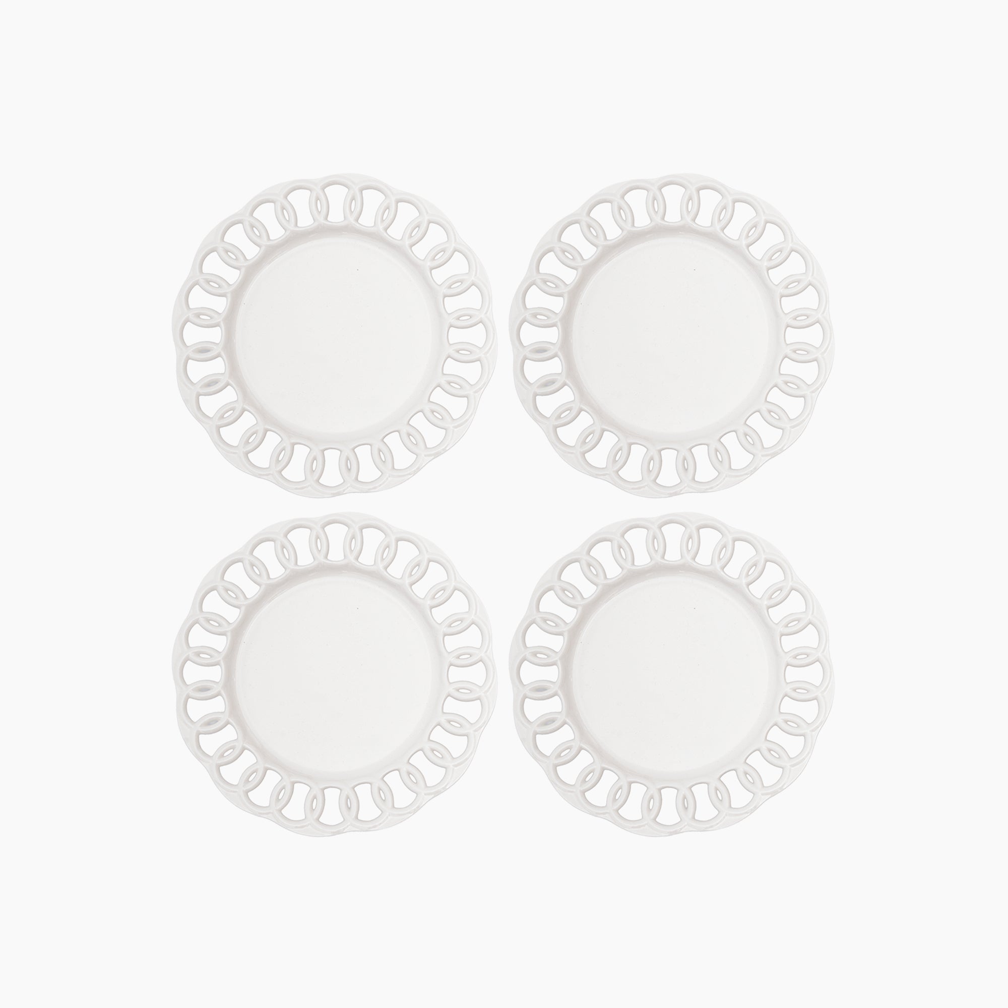White Ceramic Salad Plates Set of 4
