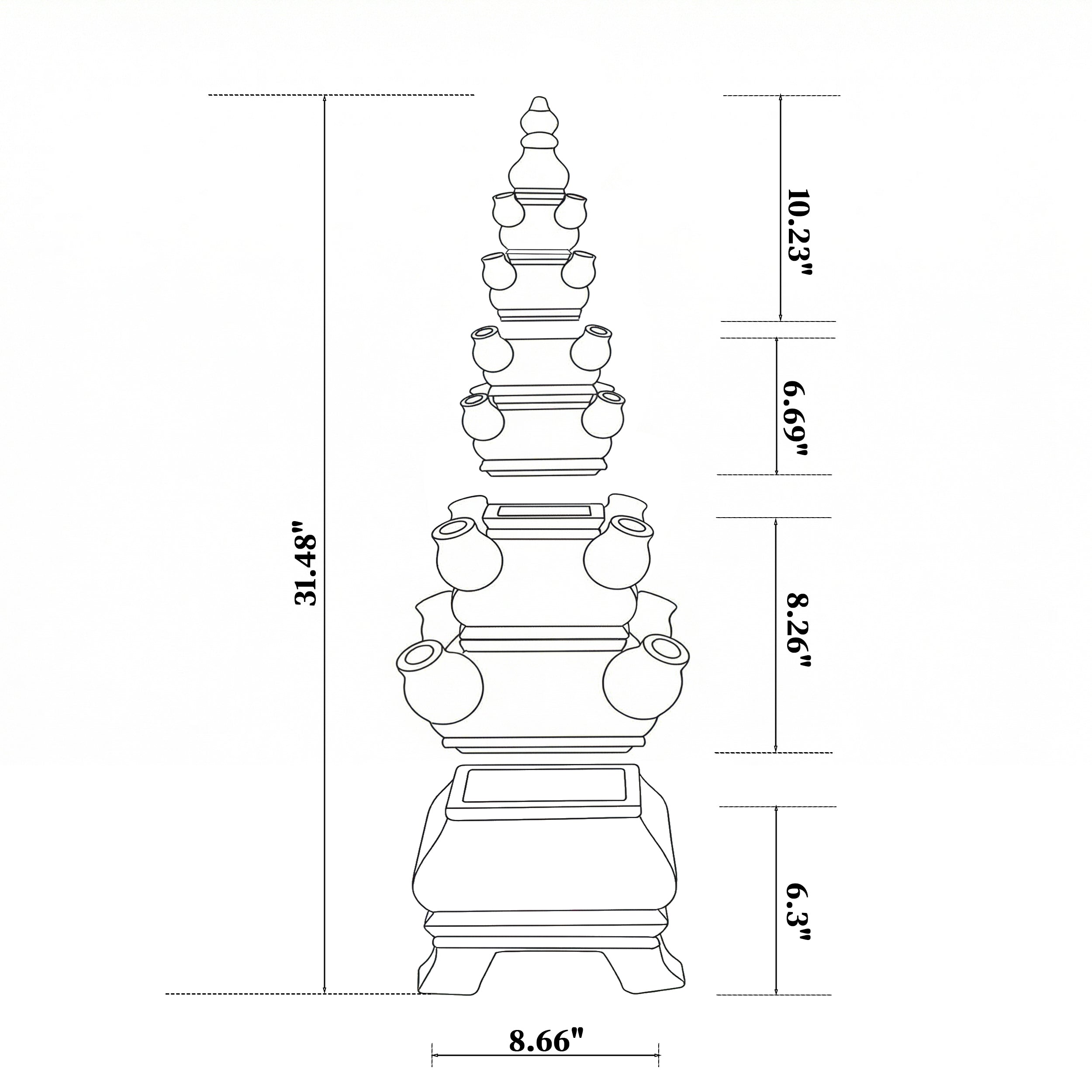 FIVE-LAYER 31.3" Tulip Pyramid Vase in Delft Blue