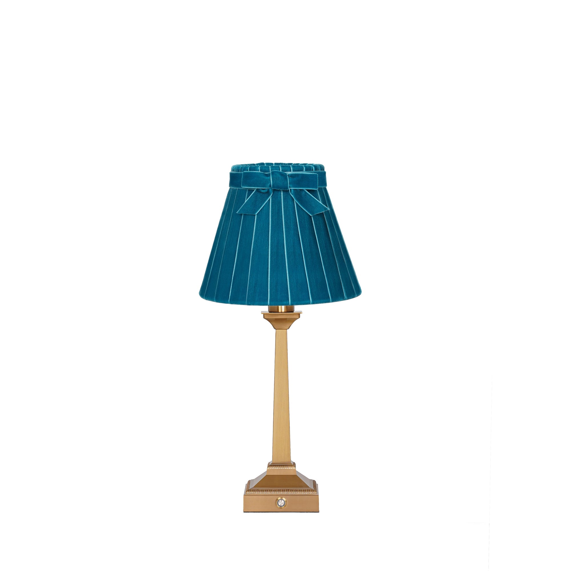 EFFIEL Rechargeable Lamp with 7.1" Teal Velvet Lampshade