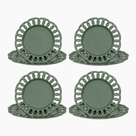 Dark Olive Dinner Plates Set elegantly arranged for dining, showcasing handcrafted artisan decor and rich tones.