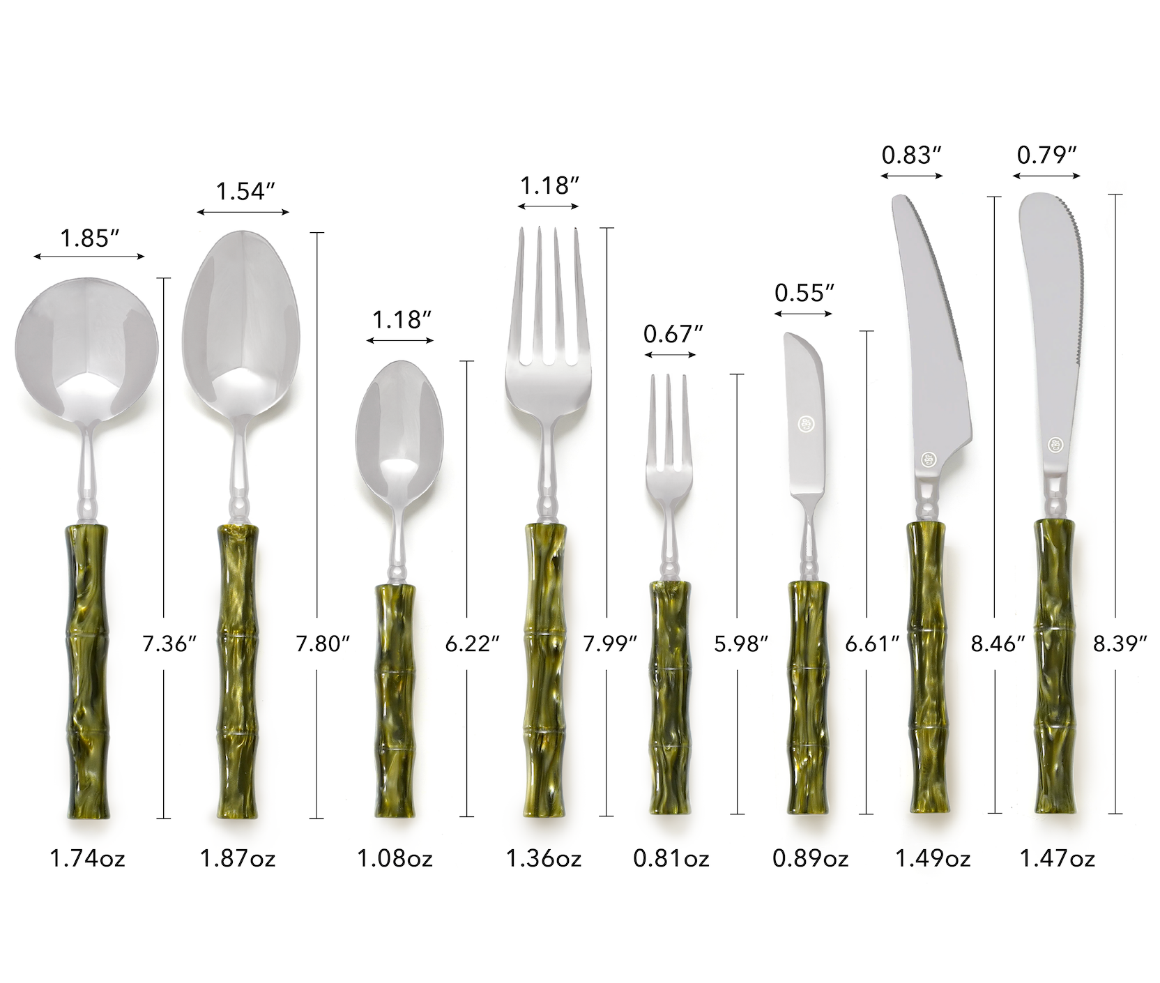 Green Marble Flatware Set for 4