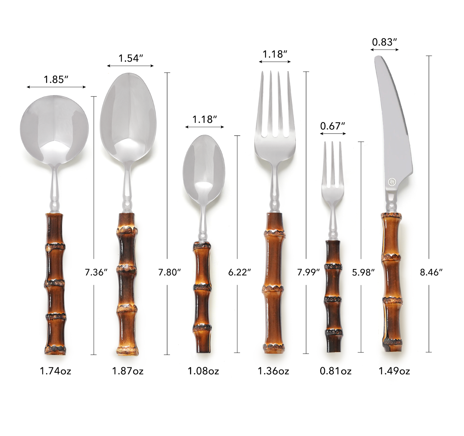 Burnt Bamboo Flatware Set for 1