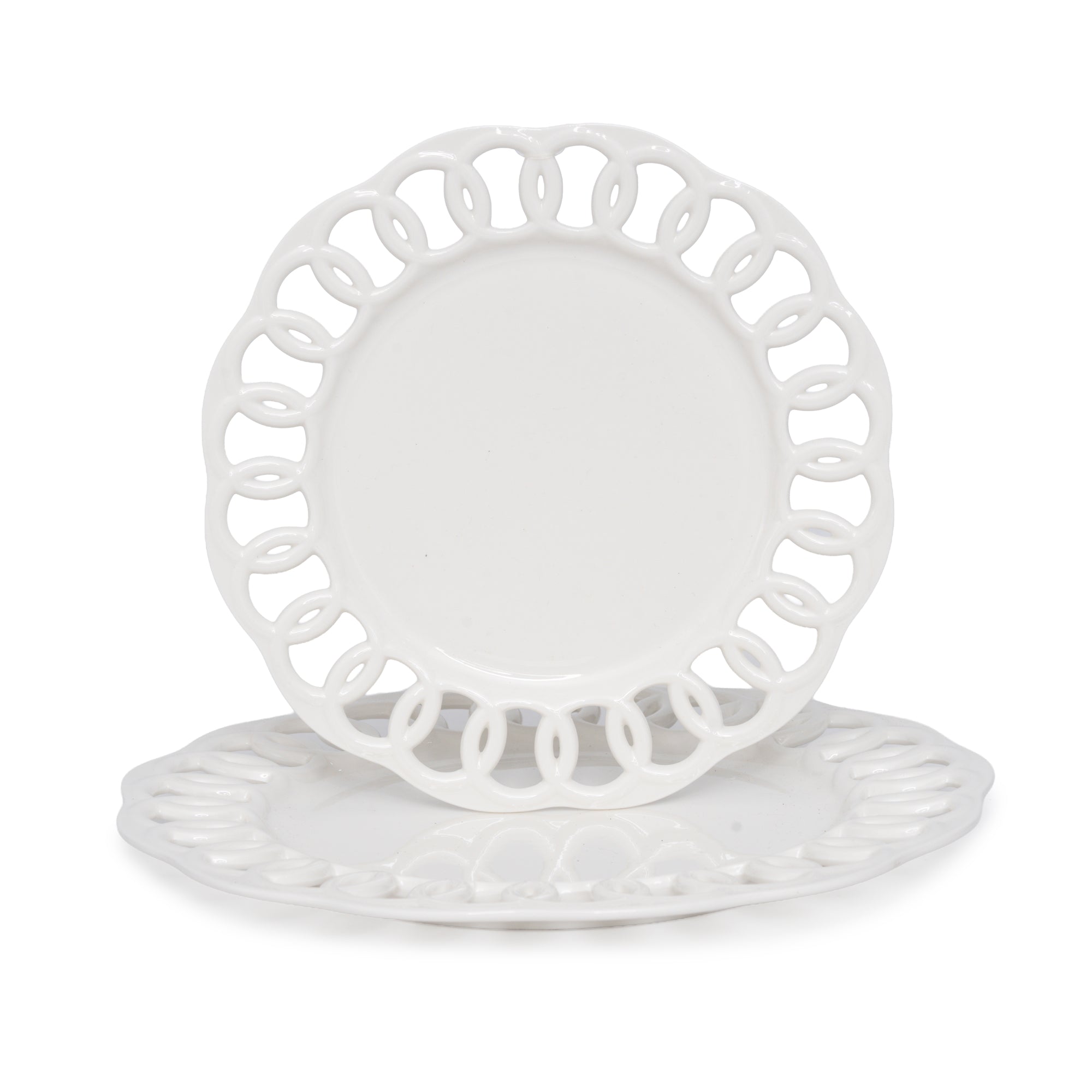 WHITE DINNER AND SALAD PLATES SET OF 8