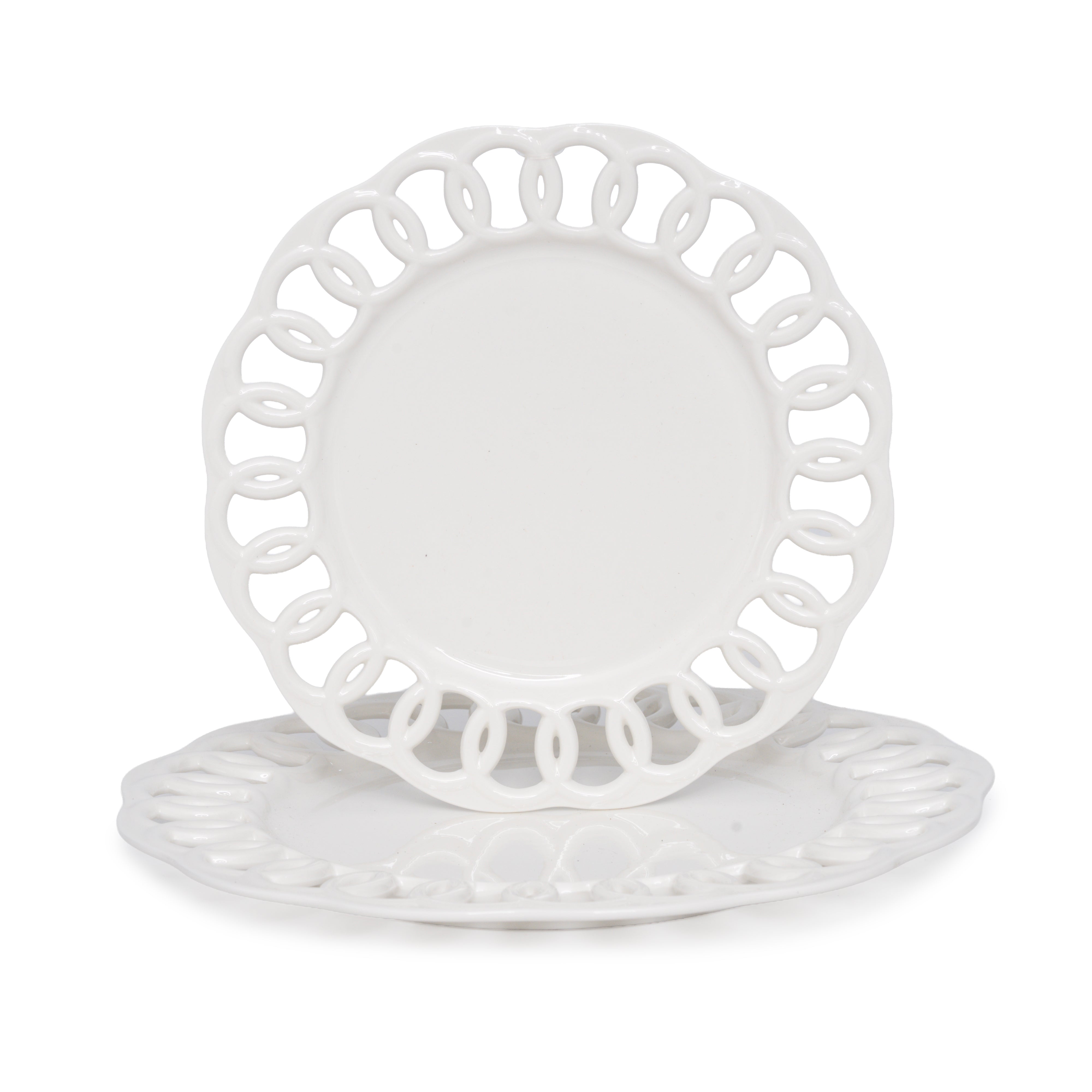 WHITE DINNER AND SALAD PLATES SET OF 8