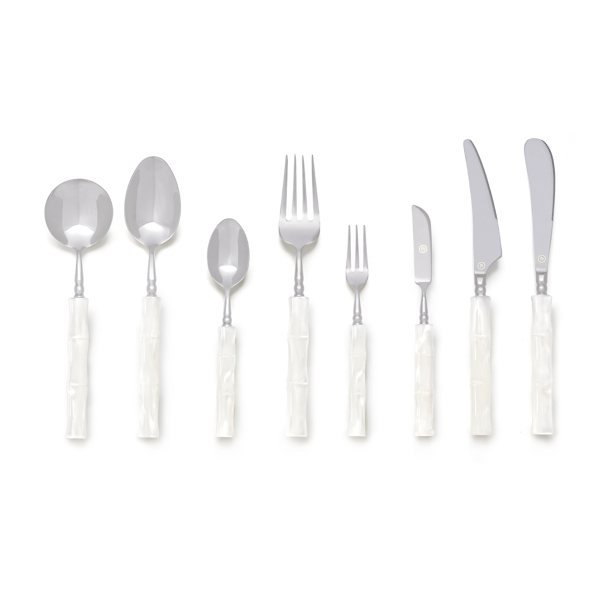 White Marble Flatware Set for 1