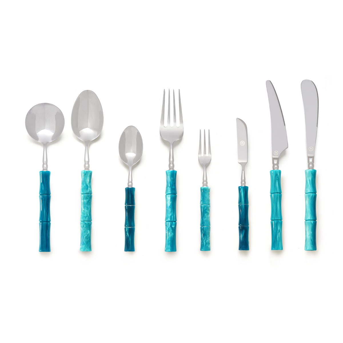 Blue Marble Flatware Set for 4