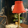 EIFFEL Rechargeable Lamp with Vermilion Frilled Fabric Lampshade