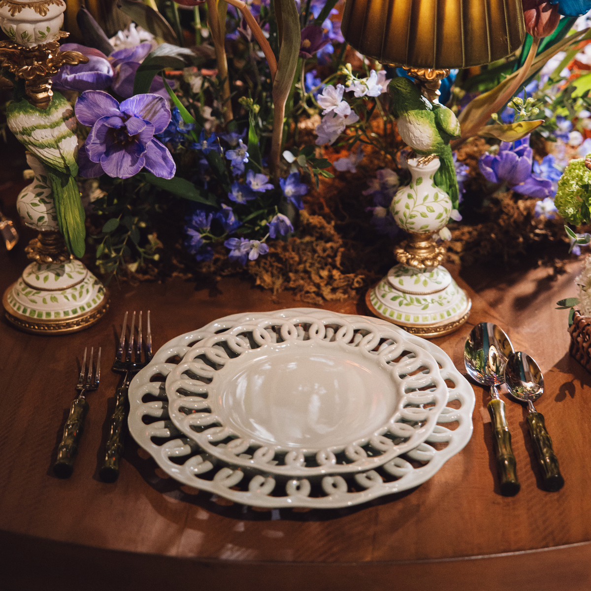 Green Marble Flatware Set for 4