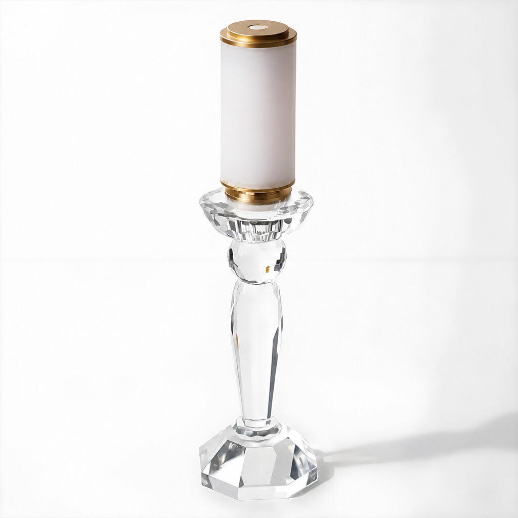 Merlin faceted crystal rechargeable cordless table lamp in a trophy shape