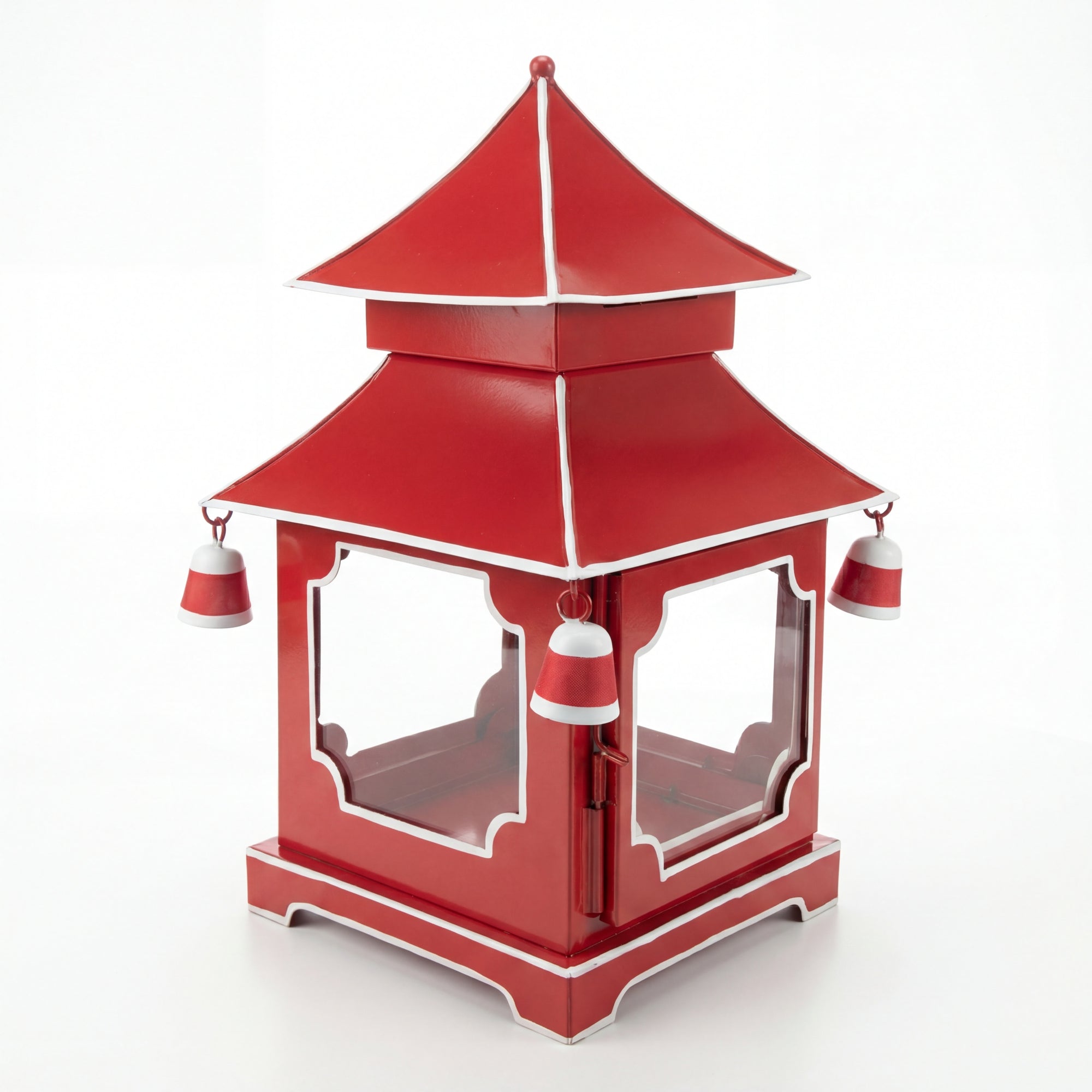 CHINOISERIE Red Pagoda Lantern 11.5"