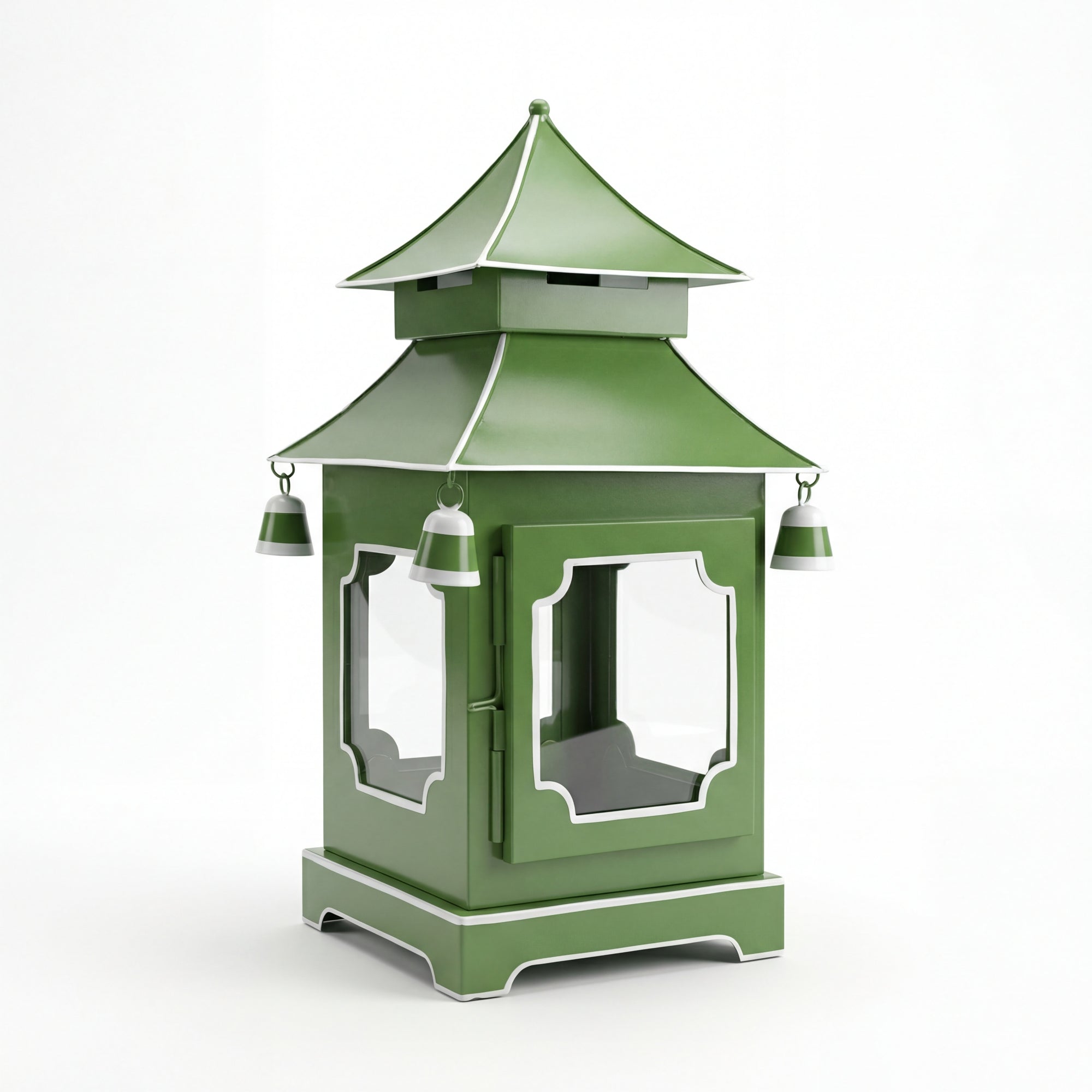 CHINOISERIE GREEN PAGODA LANTERN 13"