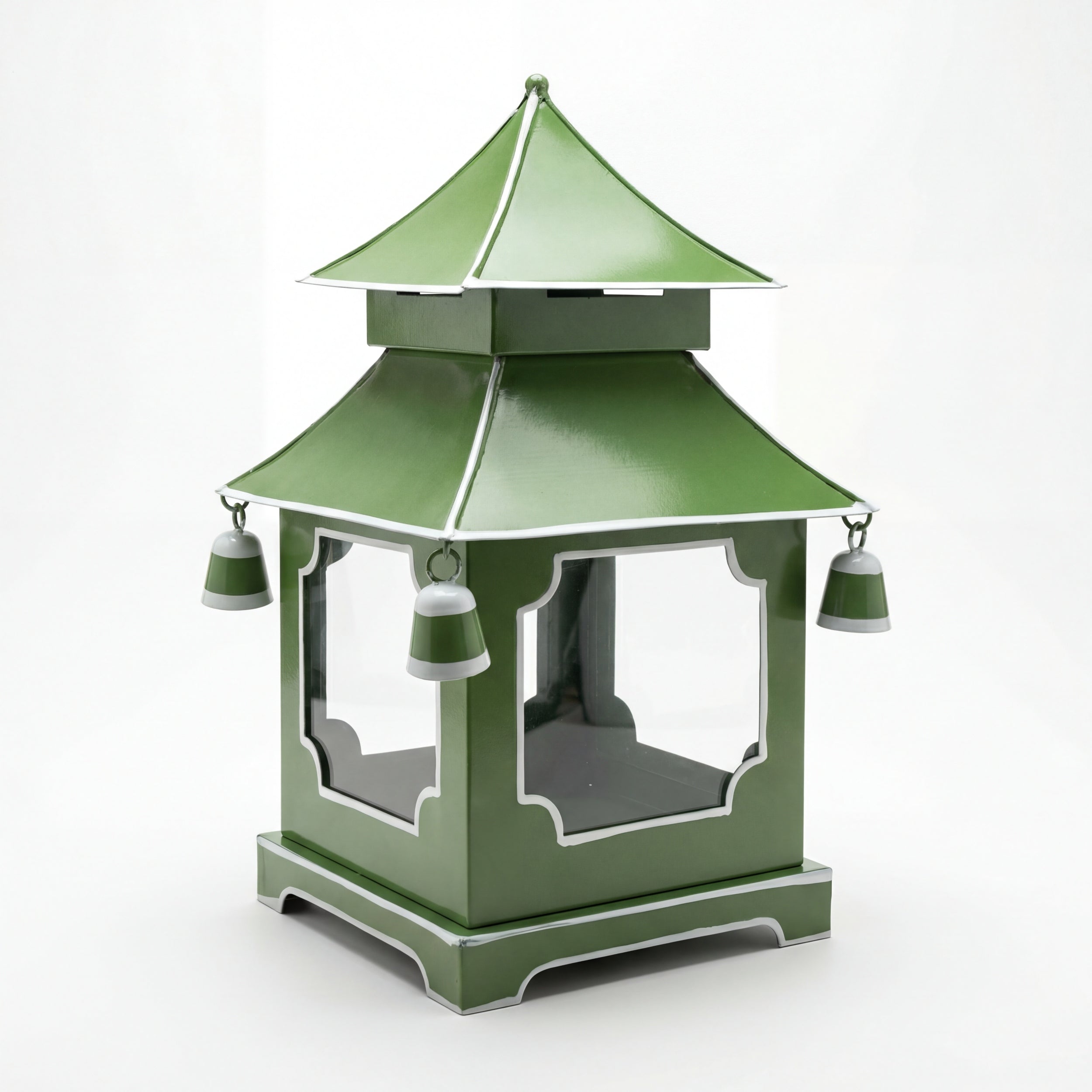 CHINOISERIE GREEN PAGODA LANTERN 11.5”