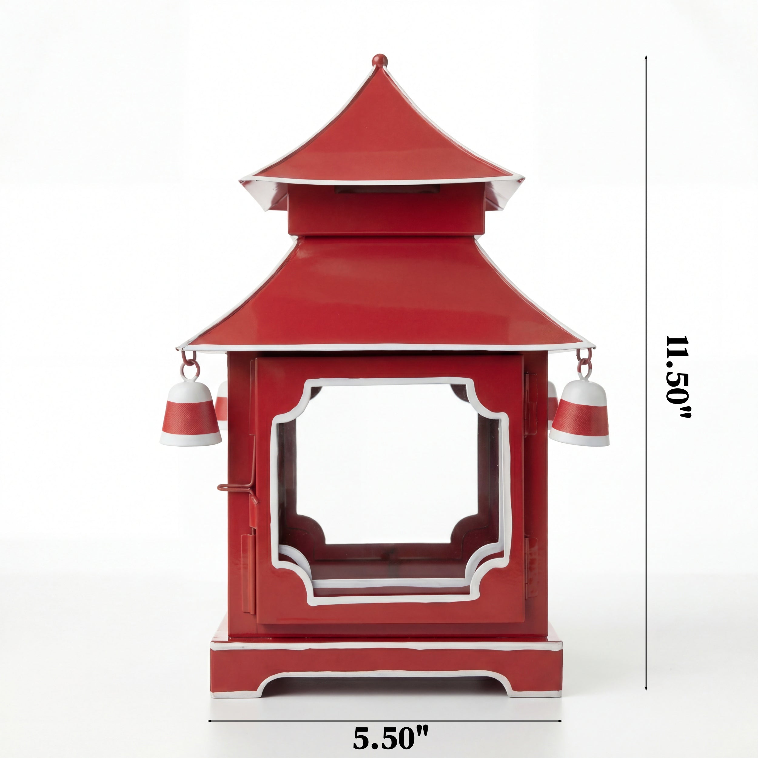 CHINOISERIE Red Pagoda Lantern 11.5"