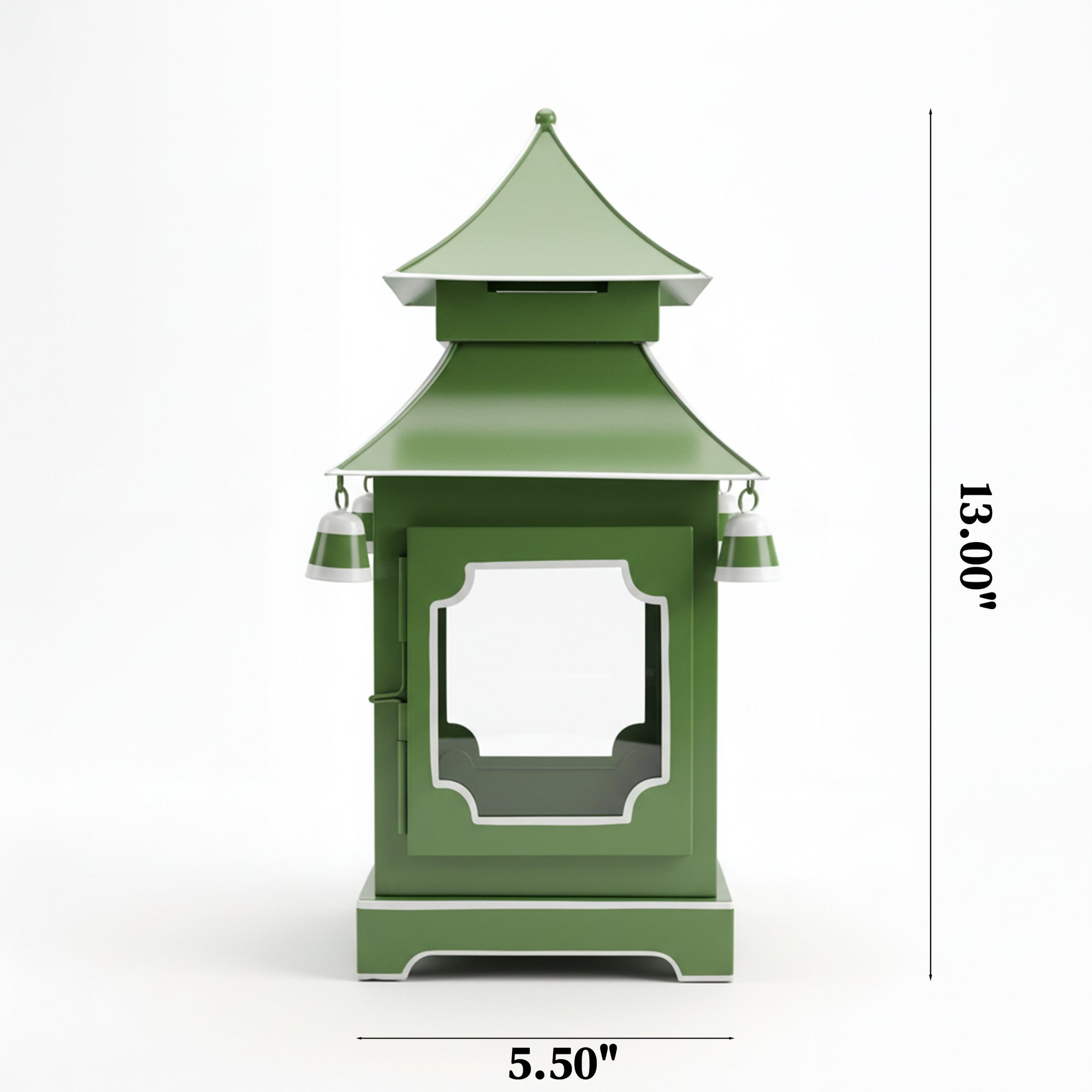 CHINOISERIE GREEN PAGODA LANTERN 13"