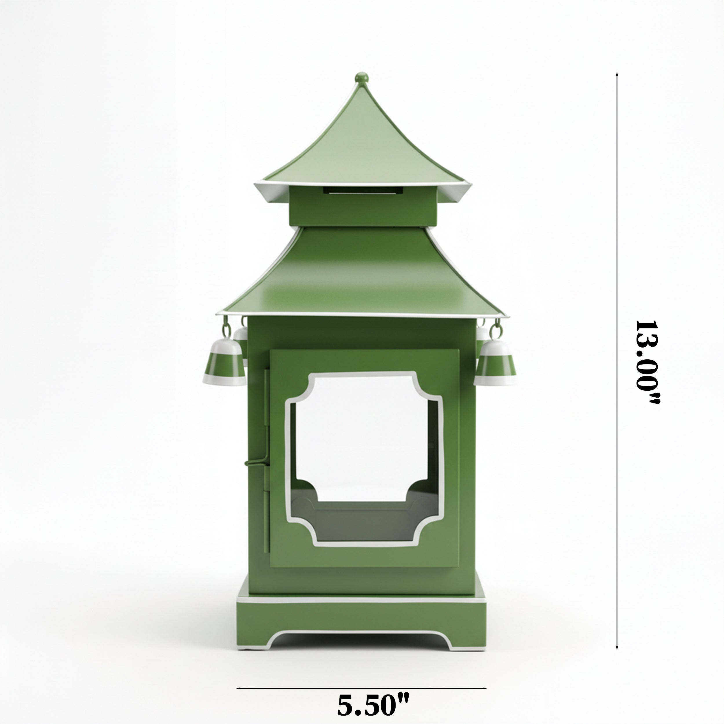 CHINOISERIE GREEN PAGODA LANTERN 13"